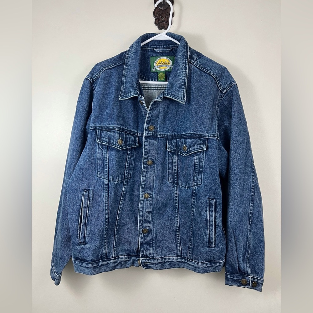 Cabela’s Denim Trucker Jacket Men’s Full Button 100% Cotton Large